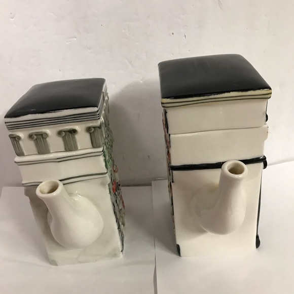 2 Vintage Square Teapots Hand painted porcelain Ceramic Heavy Glaze - Picture 5 of 9